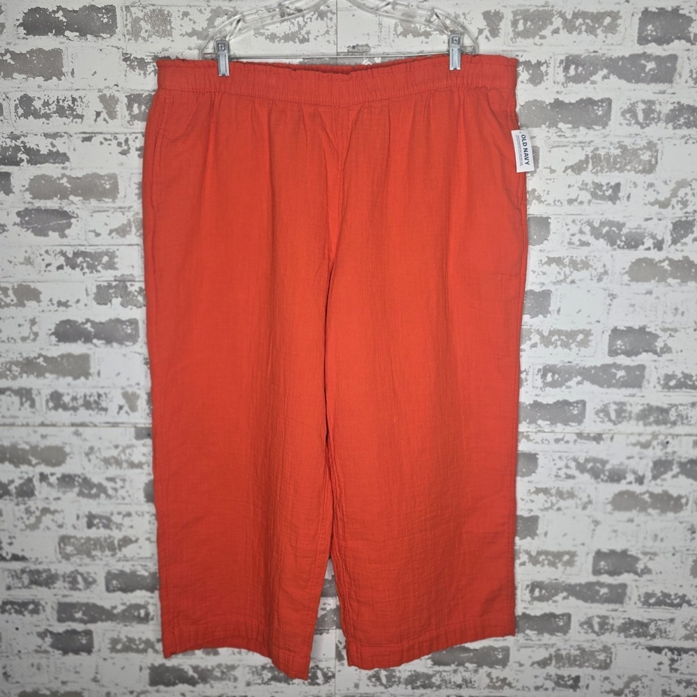 NWT Old Navy Pants Womens XXL Warm Sunset Wide-Leg Pull-On 100% Cotton 4 Pockets